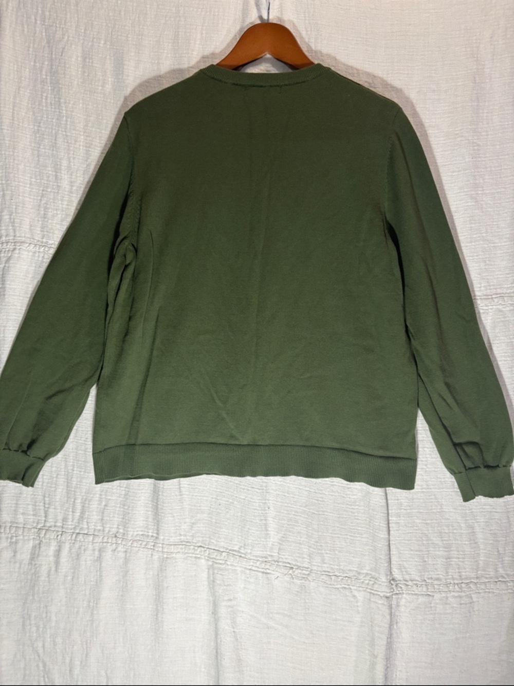 Women’s Olive Green Crewneck Button-Front Cardigan 100% Cotton - Picture 5 of 9